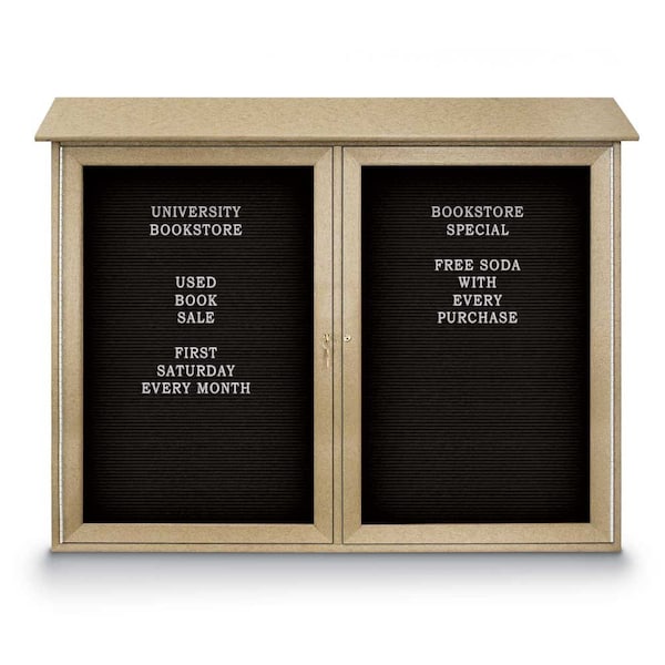 Indoor Enclosed Combo Board, 48"x36", Satin Frame/Wht Porc & Medium Grey